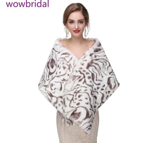 WOWBRIDAL Warm Faux Fur Winter Bridal Cape Wedding Cloaks Party Wraps Jacket Wrap Boleros De Encaje Boleros De Mujer