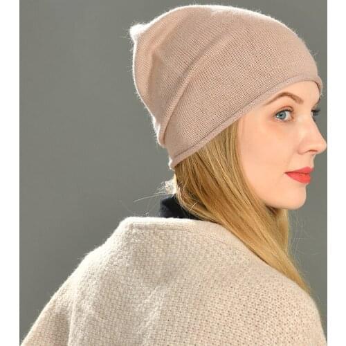 Women Slouch Knitted Beanie Hat Winter Female Wool Hat Crimping Hem Vogue Warm Casual Skullies Beanies Brand Solid Lady Hats