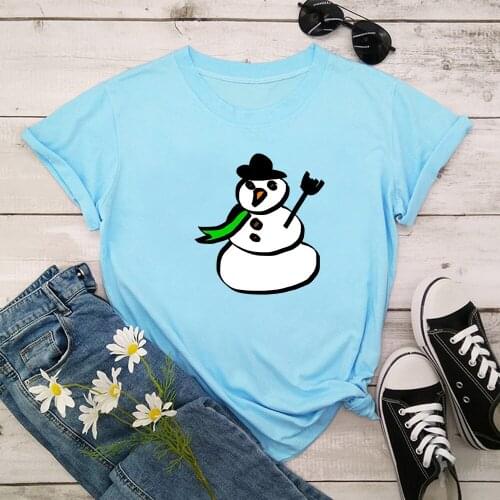 Snowman Women Summer Print Lady T-shirts Top T Shirt Ladies Womens Graphic Female Tee T-Shirt TX20022
