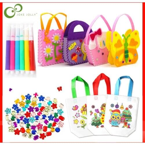 1 Set DIY Graffiti Bags Diamonds Craft Toys Children Handbags Puzzles Educational Toy Kindergarten Hand Painting Materials ZXH