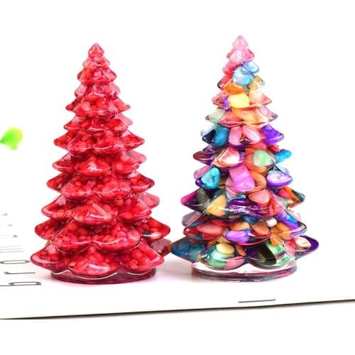 1PC Natural Crystal Gravel Christmas Trees Orgonite Silicone Mould DIY Resin Decor Craft Jewelry Making Mold Festival Home Decor