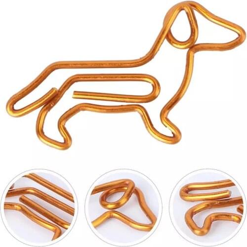 1 Pack Golden Dachshund Paper Clips Cartoon Creative Animal Shape Customization Special-shaped Gold Paper Clip (Orange)