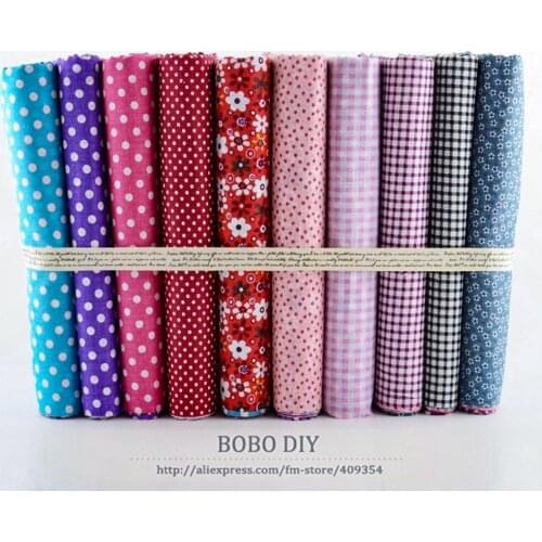 10 PCS 50cmx50cm "dot plaid floral" Cotton Fabric for Sewing Quilting Tissue textiles Tilda Doll Cloth patchwork scrapbooking