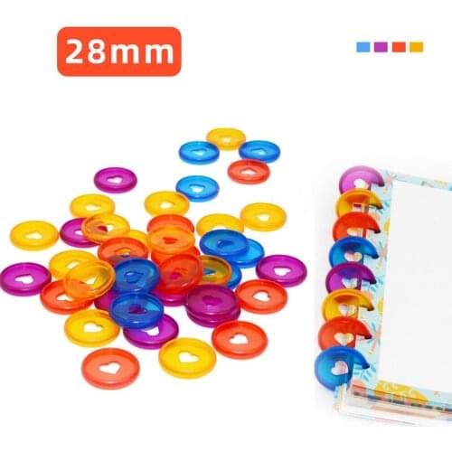 100PCS 28MM Heart-Shaped Plastic Ring Buckle Suitable For Mushroom Hole Loose-Leaf Notepad Color Plastic Love Disc Peach Heart