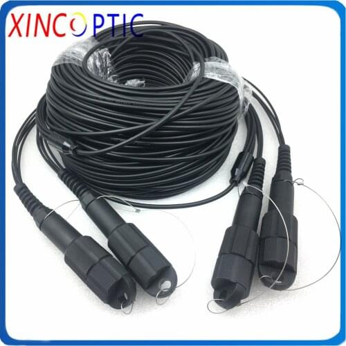 12Fiber 30/50/80/100M SM G657A,LSZH Black,3Pcs PDLC(12Core) to12C PDLC/ST/FC/SC UPC Armored Fiber Optic Patch Cord Jumper Cable