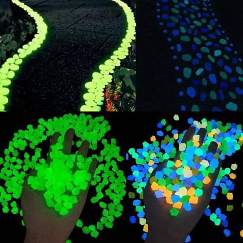 300pcs/bag Garden Luminous Stones Glow in the Dark Decorative Pebble for Outdoor Walkways Garden Path Patio Lawn Yard Home Decor