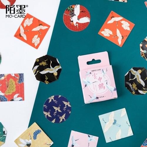 45Pcs/Set Crane In the clouds Paper Sticker Decoration DIY Handmade Arts Craft Sticker Christmas gift
