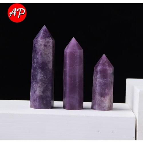 5-8cm Natural Violet Quartz Clinopyroxene Hexagon Pillar Purple Cloud Mother Crystal Point Home Decoration Stone