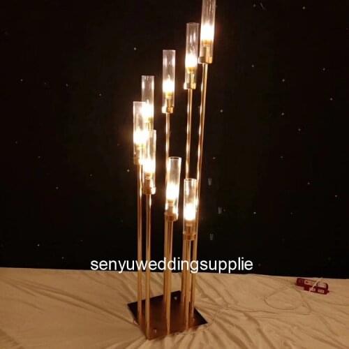 5pcs) Wedding Lighted Crystal cup Pillars Wedding Entrance Decoration Pillars Wedding Metal Crystal Walkway Pillars senyu1366