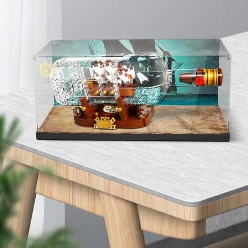 Acrylic Display Case for 21313 delivery in a bottle Creact Dustproof Clear,Protect Building Blocks Toys Kid Gifts(No Blocks)