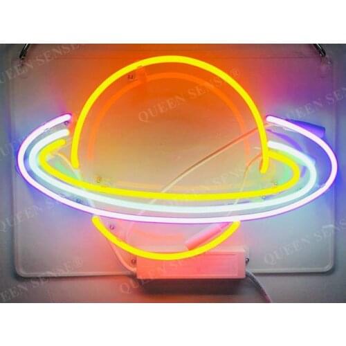 14"x10" Saturn Planet Stellar Outta Space Acrylic Custom Neon Light Lamp Sign Beer Bar Handmade Real Glass Home Wall Room Decor