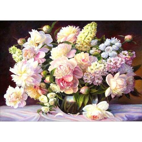DIY 5D Full Diamonds Embroidery Peony flowers square Diamond Painting Cross Stitch Kits Diamond Mosaic Home Decoration m095