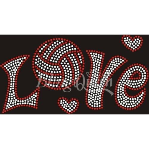 BlingQueen 25PCS/LOT Hot Fix Iron On Rhinestone Transfers Love Volleyball Design Custom Orders are welcome