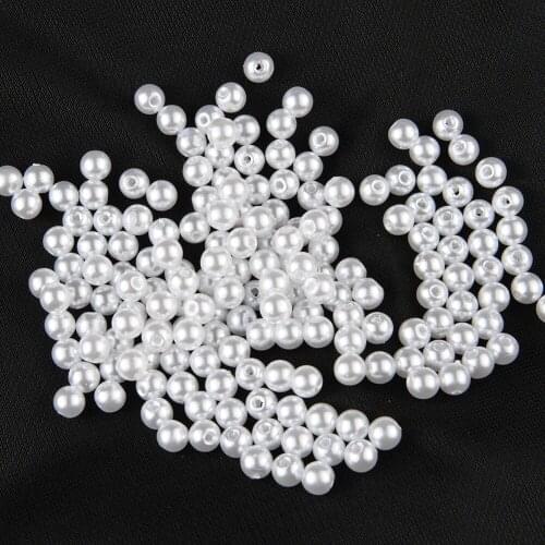 BOLIAO 100Pcs 6*6mm Round Beeds White/Beige Acryl Flat Back Appliques Sew on Bags/Clothes Decoration Bracelet Making R338