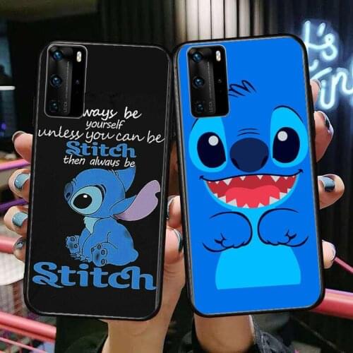 Stitch Couple Phone Case For Huawei P40 p30 P20 10 9 8 Lite E Pro Plus Black Etui Coque Painting Hoesjes comic fas