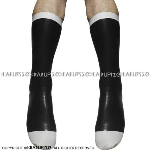 Black And White Sexy Short Rubber Latex Socks With Trims WZ-0061