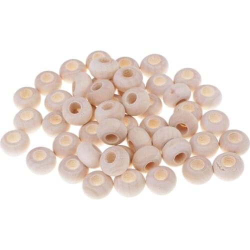 Wholesale 100 Pieces Natural Abacus Wood Spacer Beads 14x8mm Large Hole Wooden Beads for DIY Handcraft Kids Toys Beads Sets