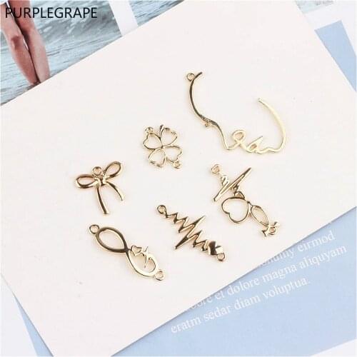 DIY earrings jewelry material bracelet pendant accessories Korea fashion alloy geometry minimalism 10 pieces PURPLEGRAPE