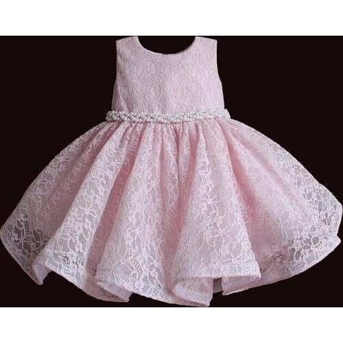 Baby Girl Clothes 1st Birthday Girls Tutu Dress Pearl Belt Baptism Evening Party Gown Princess Kids Dresses for Girl 6 12 18 36M