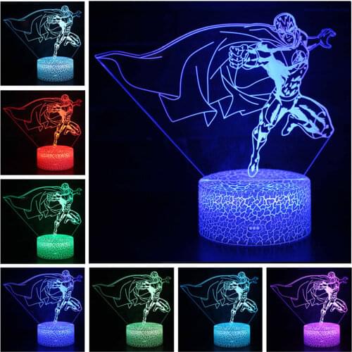 Marvel Avengers Superman The Flash Action Figure Toy 3D LED Lamp Anime Cartoon Night Light For Children Birthday Christmas Gifts