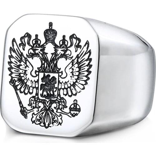 Stainless steel eagle Russian punk biker ring 316l titanium steel rock high quality jewelry