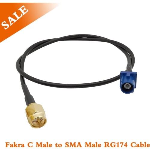 1Pcs Fakra C Male to SMA Male RG174 Cable Fakra SMB C 5005 Male to SMA male plug RG174 RF Pigtail jumper cable For GPS Antenna