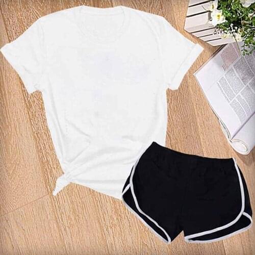 Summer 2021 Women Short Sleeve Shorts Two Piece Casual Sports Yoga Shorts Simple Comfortable T-Shirt Female