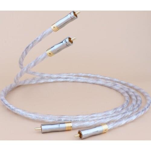 Preffair Hi End X413 6N OFC Copper Silver Plated RCA To RCA Cable with Gold Plated RCA Plug HiFi RCA Interconnect Audio Cable