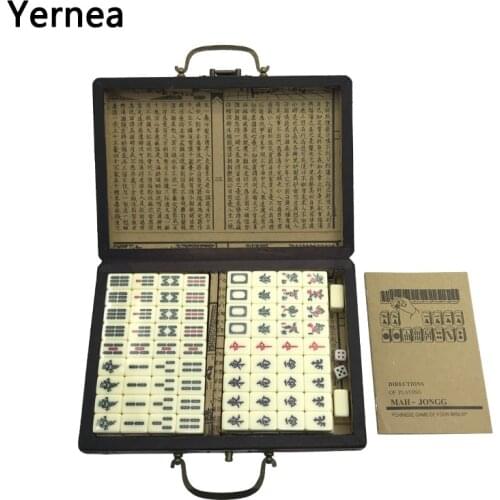 Mini Chinese Toy Antique Mahjong Games Entertainment With English Instruction Four Wind Board Game Wooden Box Majiang