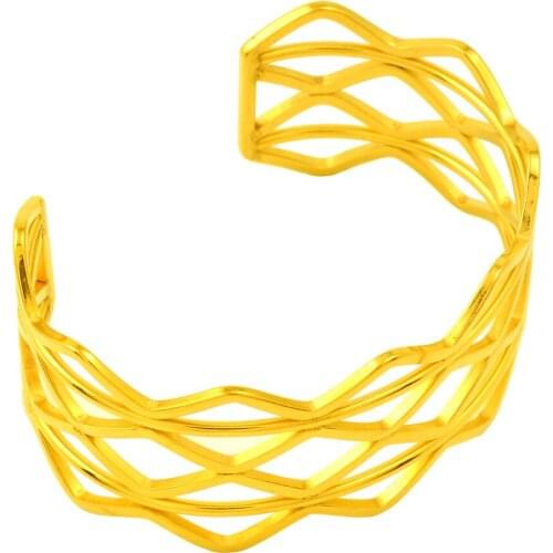 MJB0498 Fashion Style Gold tone Ocean Wave Bracelet Bangle Cuff Wide Bangle for Women