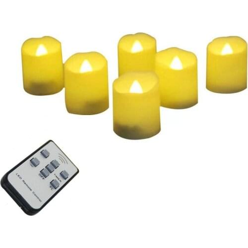 Set of 6pcs wavy Edge Flameless LED Candle w/timer Remote Control Flickering votive tealight Christmas/Wedding/Church-Warm white