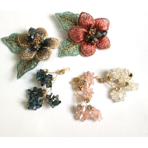 Crystal beaded patches for clothing Sew on patch flower decorative parches bordados para ropa Embroidery applique for clothes