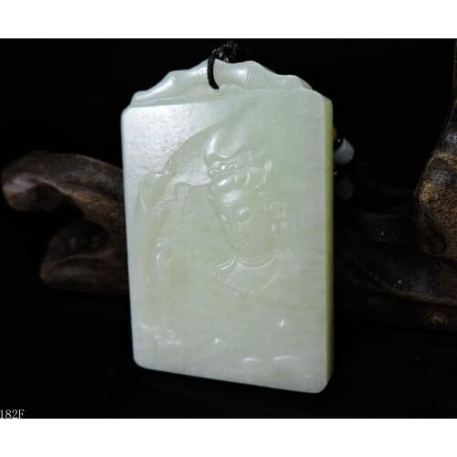 Jade Jewelry Certified Hetian Jade Pendant Hand-Carved Bodhisattva&monk Jadeite Necklace Pendant Gift No Treatment 182f