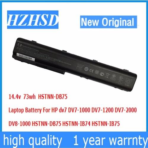 14.4v 73wh 8cells New Original dv7 Laptop Battery For HP DV7-1000 DV7-1200 DV7-2000 DV8-1000 HSTNN-DB75 HSTNN-IB74 HSTNN-IB75