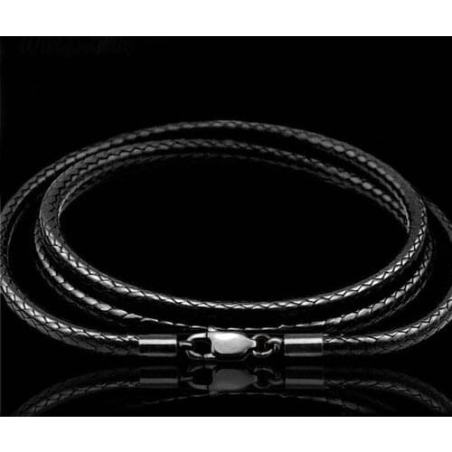 New Leather Cord Waxed Rope Necklace Cord Black Lobster Clasp Connector Chain For Men Women DIY Necklace Jewelry Making 40-60cm