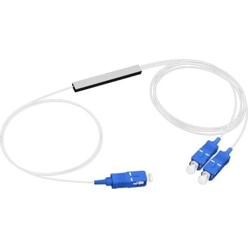 5PCS/lot Fiber Optical PLC Splitter SC 1 : 2 Mini steel tube type 1x2 0.9mm Fiber Opitc Splitter SC/UPC Connector Free Shipping