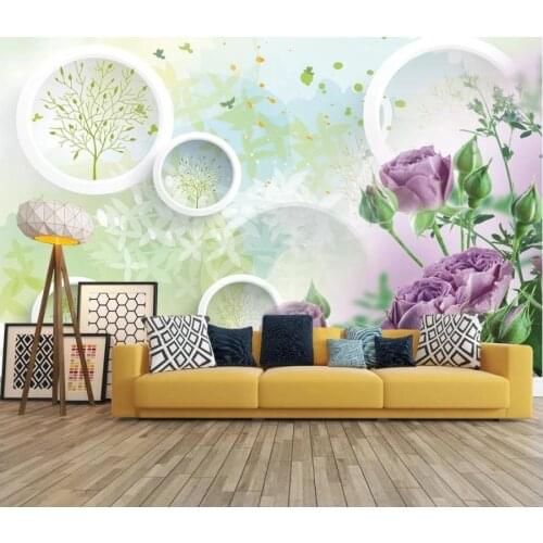 Custom photo wallpaper for walls 3 d murals Modern circle rose flower mural TV background wall papers for living room decor