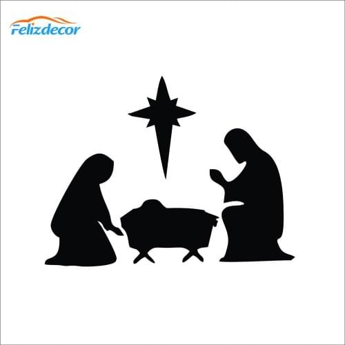 CHRISTMAS Car Decals Christ In Christmas Jesus Vinyl Car Motorcycle Sticker Decals Black/Silver C1055