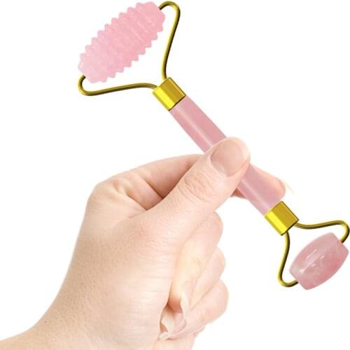 Rose Quartz Roller for Face 100% Natural Pink Crystal Anti Aging Facial Massager Depuffs Eyes Reduce Wrinkles Skin Care Tools