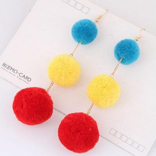 Tassel Earring Big Round Beaded Pom Pom Earrings Long Fringe Beads Women Korean Pendientes Flecos 2017 Largos Borla Jewelry Gift
