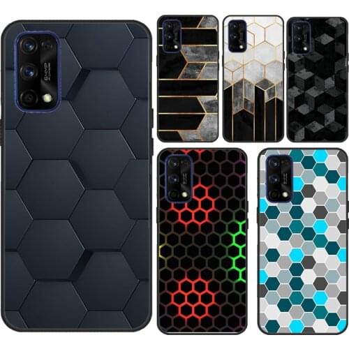 Charcoal Hexagons For Realme 8 Pro C3 C11 C15 GT Neo 6 7 Q3 Pro Phone Case For OnePlus 8T 9R 8 9 Pro Nord