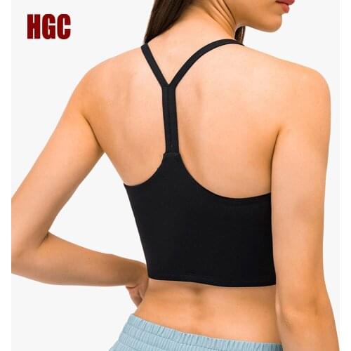 HGC Sports Bra Top Push Up High Impact Yoga Underwear Padded Shockproof Workout Vest Elastic Sexy Gym Blouse Fitness Camisole