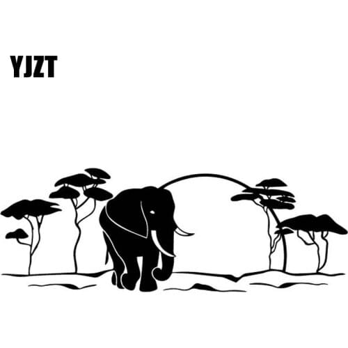 YJZT 18.2CM*6.5CM Elephants At Sunset Car Sticker Creative Decoration Car Trunk Vinyl Decal Black/Silver C4-1682