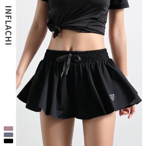 Women 2 In 1 Butt Scrunch Skirted Running Shorts Quick Dry Fake Skirt Sexy Gym Workout Short Pants Yoga Tennis Shorts Golf Skirt