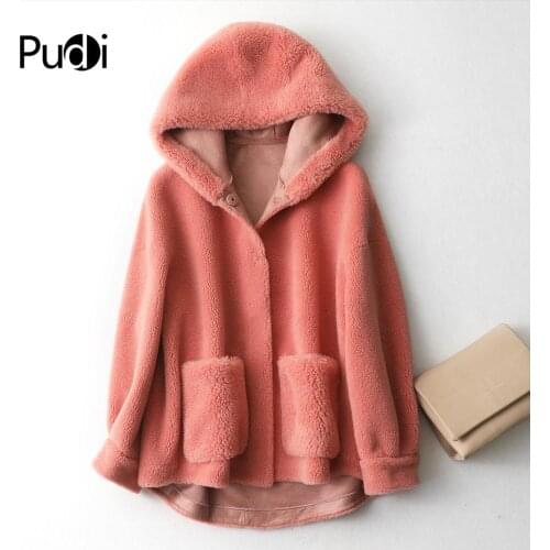 Aorice A59325 Lady Wool Fur Coat Hood Jacket Over Size Parka Women Winter Warm Genuine Fur Coat