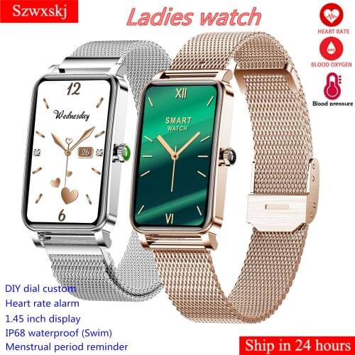 ZX19 ladies girl smart watch IP68 waterproof heart rate blood pressure menstrual 1.45" screen Android IOS custom dial Wristband