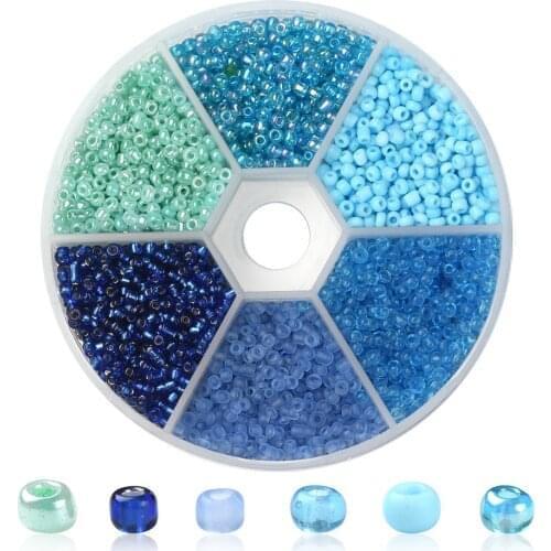 2/3/4mm Gradient Blue Czech Glass Rice Beads Round Spacer Loose Beads for Diy Handmade Jewelry Bracelet Accessories Round Boxed