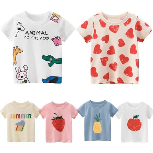 2021 Childrens Clothes Girls Short Sleeve Kids Fruit Printing T-shirt Cotton Casual Style Toddler Girls Shirt 2-8 Years Old