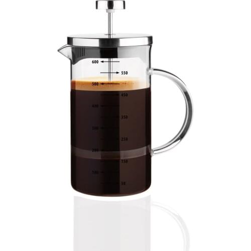 3'ü bir arada, French Press kahve cezvesi kahve demleyici, ölçüm kabı ve ateşe dayanıklı cam cezve. Yüksek hacim(600 ml & 20 oz