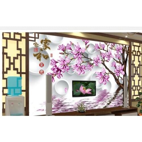 3d wallpaper 3d tv wall paper 3 d TV 3 d home The sitting room 3 d magnolia TV setting wall picture wallpaper